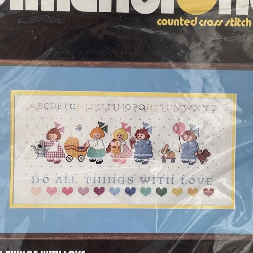 NEW SEALED Dimensions Cross Stitch Kit 3597 Do All Things w Love Kid Girls 16x8